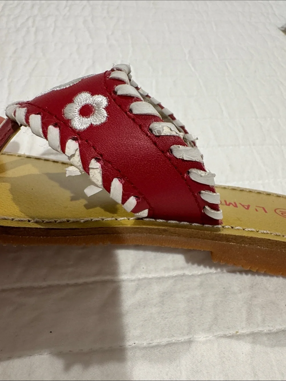 L'Amour Red and White Floral Girls' Sandals